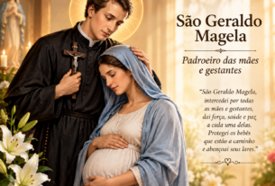 Imagem devocional de São Geraldo Magela em representação religiosa católica, para oração pelas mães e gestantes.